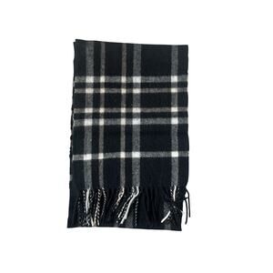 Charter Club Cashmere Scarf Plaid Fringe Quiet Luxury Preppy Minimalist Soft OS
